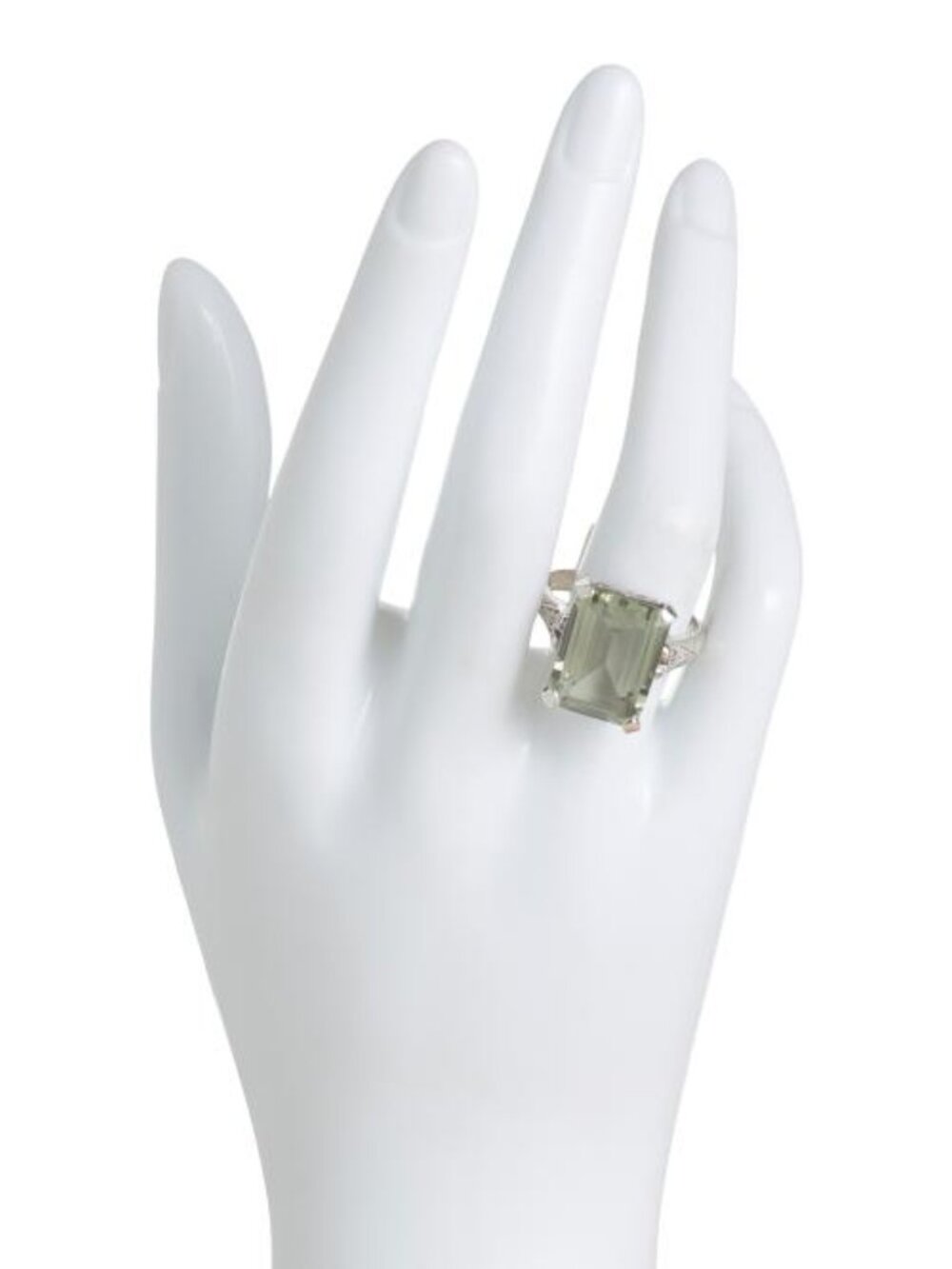 SHIVAM Made In India Sterling Silver Green Amethyst Ring - Picture 2 of 3